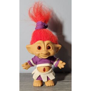 VTG 1998‎ GTI Treasure Troll Cheerleader Red Hair Eyes Gem PR Outfit Pre-Owned